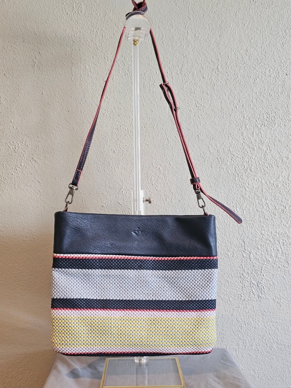 The Sak Collective Tomboy Leather Crossbody Woven Stripe Adjustable Strap Boho